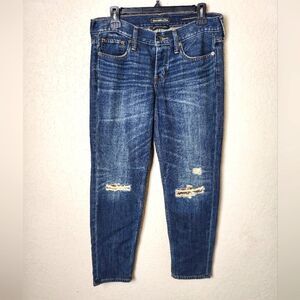 Abercrombie & Fitch Sequin Destroyed Boyfriend Straight Leg Jeans Size 26